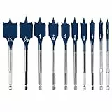 BOSCH Daredevil DSB5010 Standard Spaten-Bit-Set mit Vollkegelgewinde und Spurritze, Blau, 10-teilig