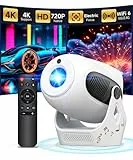 【4K Elektrischen Fokus】 Magcubic Mini Beamer, Projektor unterstützt Android 11, Bluetooth 5.0, WiFi Dualband, tragbarer Projektor mit 180°-Drehung unterstützt automatische horizontale Trapezkorrektur