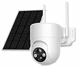 SEHMUA 2K 3MP HD Überwachungskamera Aussen Solar, 360° PTZ Überwachungskamera Aussen Akku, 2.4GHz WLAN Kamera mit PIR Bewegungsmelder,Farb-Nachtsicht, 2-Wege-Audio
