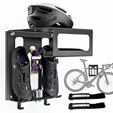 MIDINGCHAI Fahrrad Wandhalterung mit Stauraum für Helm und Klickschuhe, Rennrad Wandhalterung mit 2 stück Spanngurte Fahrradträger, Fahrradhalterung Wand auch als stabile Reparaturständer Nutzbar