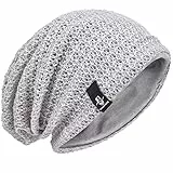 VECRY Herren Slouchy Mütze Strickmützen Rasta Skull Cap Sommer Winter Sackmütze (Hellgrau)