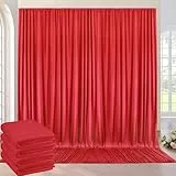 6×3 m Rot Hintergrund Vorhang, Deko Hochzeit Party Geburtstag Grad Fotowand Hintergrund, 4 Platten 1,5×3 m Faltenfreie Weiche Seidige Rot Vorhänge für Kulissen Home