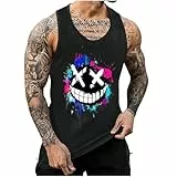 KOG Tank Top Herren Sport Tanktop Sommer Muskelshirts Ärmelloses Tee Grafik Kleidung Gym Baumwolle Tshirt Männer Tops Top Teenager Fashion Sportshirt Schwarz M