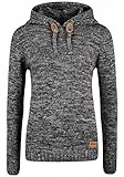 OXMO Philla Damen Strickpullover Kapuzenpullover Grobstrick Pullover mit Kapuze 100% Baumwolle Regular fit, Größe:L, Farbe:Black (799000)