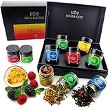 Hallingers Selection - 5 Sorten Tee Geschenkset mit Box, vegan & glutenfrei in Schraubgläsern (Set) - Geschenk im Sommer & als perfektes Grillgeschenk | Geburtstag Glückwunsch Genesung Jahrestag Freun