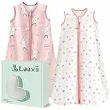 Looxii 2er Pack Baby Schlafsack Sommer 100% Baumwolle Sommerschlafsack 0.5 Tog Babyschlafsack 67 cm für Jungen Mädchen Neugeborene 0-6 Monate