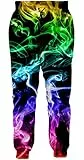 Loveternal Jogginghose Herren Colorful Smoke 3D Gedruckt Coole Jogger Lustige Hosen Lässige Workout Sweatpants für Jungen Mädchen L