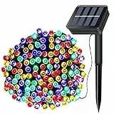 FANSIR Solar-Lichterkette, 22 m, 200 LEDs, solarbetrieben, wasserdicht, 8 Modi, Garten, dekoratives Licht für Baum, Terrasse, Garten, Hof, Zuhause, Hochzeit, Party (mehrfarbig)