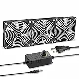 GDSTIME 3 x 120mm PC Lüfter 230V Dual Kugellager 360mm Gehäuselüfter mit AC 220V 230V Angetrieben Einstellbare Geschwindigkeit Kontrolle für Computer Serverschrank Router Laptop Workstation Chassis