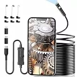 Endoskopkamera mit Licht, 1920P HD-Rohrkamera mit Doppellinse, IP67 Wasserdichtes Endoskop mit 8+1 LEDs, 10M Halbstarres Kabel, Inspektionskamera für Android iOS Handy, Kanalkamera für Abwasserrohre