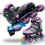 Apollo Champion, größenverstellbare Inliner für Jungs und Mädchen ab Größe 31, für Damen und Herren bis Größe 42, hochwertige Inline Skates für Kinder und Erwachsene mit LED Rollen