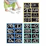 24 Teile Knobelspiele Metall, Metalldraht Puzzle, Metallpuzzle Metallknobellei Set Denkaufgabe Test Lernspielzeug Party Mitgebsel Kindergeburtstag Für Familien Kinder