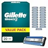 Gillette Mach 3 Klingen Herren, 20 Original Rasierklingen, Blau - Ersatzklingen Männer für Nassrasierer mit Gleitstreifen für Ein Sanftes Gleiten Und Neuer Klingenbeschichtung