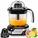 Aigostar Zitronenpresse Elektrisch, 1,2L Großes Volumen, Saftpresse Elektrisch mit LED-Arbeitslampe und 2 abnehmbaren Kegeln, 40 W, Zitruspresse 2 Drehrichtungen, Edelstahlsockel, Juicy