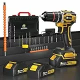 Akkuschrauber Bürstenlos 21V Akku Bohrschrauber Set 28+3 Drehmomentstufen Klein Akkubohrer 52N.m mit 2*2Ah Akku und Ladegerät Bohrmaschine mit 10mm selbstverriegelnde Bohrfutter 26 Zubehör Tragetasche