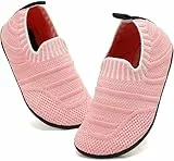 BARFULKER Kinder Hausschuhe Jungen Mädchen Atmungsaktive Pantoffeln Leicht Rutschfest Lauflernschuhe Kleinkinder Hüttenschuhe Slippers Barfußschuhe,Rosa 30/31 EU