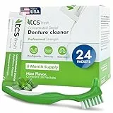 TCS Fresh Dental Appliance Cleaner Set - Professional Strength Concentrated Retainer Cleaner Solution with Soft Bristle Dental Brush (6 Month Supply)**G