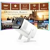 [Mini Beamer & Offizielle Lizenzierte App] XuanPad White Smart Beamer 4K Unterstützung 20000 Lumen mit WiFi und Bluetooth, Tragbarer Native 1080P Outdoor Projektor mit 360° Ständer