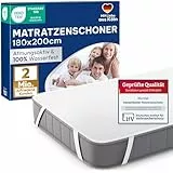 Blumtal Matratzenschoner 180x200cm 2er Set - wasserdichte Matratzenauflage 180x200cm aus 80% Baumwolle - Oeko-TEX zert. Inkontinenzunterlage waschbar bis 95 °C - knisterfreier Bett Topper