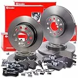BREMBO Coated Disc Line Bremsenset inkl. Bremsscheiben Vorne Ø 288 mm Belüftet + Hinten Ø 253 mm Voll + Bremsbeläge Vorne und Hinten + Verschleißkontakt