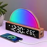 Wecker mit Licht, Wake Up Lichtwecker, White Noise Machine, Nachttischlampe Touch Dimmbar Tischlampe mit 10 Schlafhilfe Geräusche/Snooze/Timer/Temperaturanzeige/USB Ladestation, Geschenke Weihnachten
