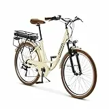 Nilox J5 Pro E-Bike, Elektrofahrrad mit 250 W Motor, 26' Räder, bis zu 65 km Reichweite, 36 V – 10 Ah Wechselakku, max. 25 km/h, Shimano 6-Gang-Schaltung, Vorderradfederung, Weiß