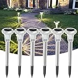 MUSUNIA Solarleuchten für Balkonkästen – IP65 wasserdichte Solar Wegleuchten aus Edelstahl für Garten, Terrasse, Rasen, Gehweg und Landschaftsgestaltung Warmweiß (6er-Pack)