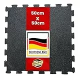 Floordirekt Universelle Schutzmatte, Fallschutzmatte - 50 x 50 x 1,2 cm, Schwarz - wetterfeste Bodenschutzmatte, Gummimatte
