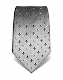 Vincenzo Boretti Herren Krawatte reine Seide Fleur-de-Lis Muster edel Männer-Design zum Hemd mit Anzug für Business Hochzeit 8 cm schmal/breit silber