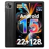 Whitedeer Android 15 Tablet 10 Zoll 22GB+128GB+1TB TF Octa Core und Widevine L1, Wi-Fi 6G/BT 5.3, 6200mAh Gaming Tablet Android, Dual 5+8MP, Computermodus unterstützt -Schwarz