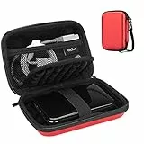 ProCase 2,5” Festplattentasche für Seagate Portable Drive/Toshiba Canvio Partner/WD Elements/UnionSine Externe Festplatte/Backup Plus Slim/Samsung T9 Portable SSD External Hard Drive Tasche -Rot
