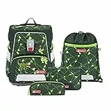 Step by Step Schulranzen-Set Space Shine Dino Night Tyro, 5-teilig, grün, Dinosaurier-Design, ergonomischer Tornister mit Reflektoren, höhenverstellbar mit Hüftgurt, für die 1. bis 4. Klasse, 20L