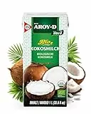 AROY-D Bio Kokosnussmilch I Cremige Bio Kokosmilch zum Kochen & Backen I Vegan, Glutenfrei & Laktosefrei I Ideal für Currys, Desserts, Smoothies & Cocktails I 6 x 1 l