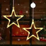 IWTBNOA Sterne Weihnachtsbeleuchtung, 2 Stück LED Lichterkette Mit Saugnäpfe, Weihnachtsdeko Fenster Lichter, Warmweiß Fensterlichterfür Weihnachten Deko, Balkon, Party, Innen, Außen