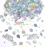 Larrel Happy Birthday Konfetti, Bunt Glitzernde Tischdeko 15g Geburtstag Tischdeko Geburtstagskonfetti Happy Birthday Streudeko für Jungen, Mädchen Schillernde Partydekorationen