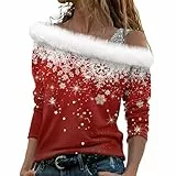 LUNULE Kapuzenpullover Für Damen Löwenzahn Sweatshirt Weihnachtspulli Bodybuilding Shirt 3D Druck Plüsch Schulterfrei Langarm Pulli Mit Schulterriemen Xmas Strickjacke