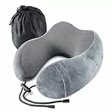 Emwel Nackenkissen Flugzeug, Reisekissen Memory Foam, Ergonomisch Gestaltetes Nackenhörnchen, Nackenkissen Reise,Reise Gadgets,Ideal für Reisen, Flugzeug, Auto, Büro-grey
