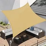 SONGMICS Sonnensegel 3 x 4 m, Sonnenschutz aus HDPE-Gewebe, luftdurchlässig, wasserdurchlässig, für Terrasse, Garten, Balkon, Camping, rechteckig, konkav, 2 m Seile, sandgelb GSS34EYV1