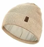 Wmcaps Beanie Mütze, Herren Winter Warme Unisex Wintermütze Strickmütze Dehnbare Weiche Wollmütze mit Bündchen und Dickem Warmem Futter Geschenke für Freundin männer Frauen (Beige）