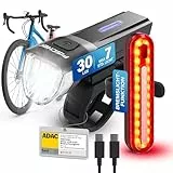 FISCHER Fahrrad-Beleuchtungsset Stop 30/15 Lux mit Bremslicht, Front- und Rückleuchte, mit Akku und USB-Ladefunktion, 2 Leuchtfunktionen, Spritzwasserschutz nach IP44, StVZO-zugelassen