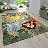 Paco Home Kinderzimmer Kinderteppich für Jungen mit Tier u. Dschungel Motiven Kurzflor, Grösse:140x200 cm, Farbe:Grün