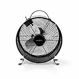 NEDIS Tischventilator | Netzbetrieb | Durchmesser: 25 cm | Höhe: 33,5 cm | 20 W | 220-240 V AC 50 Hz | Anzahl der Geschwindigkeitseinstellungen: 2 | Schwarz 1,50 m