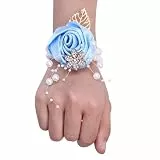 4 Stück Rosenblumen Handgelenk-Corsage Perlen-Perlen-Boutonnieres for Männer, Trauzeugen, Hochzeitsaccessoires(Color1)