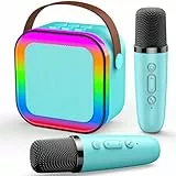 Dislocati Karaoke Maschine mit 2 Karaoke Mikrofon Bluetooth, Geschenk Spielzeug Junge 3-12 Jahre, Tragbarer Mini Karaoke Set mit DSP & LED-Lichtern, Kinder und Erwachsene
