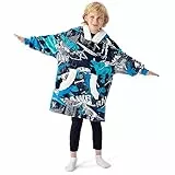 Winthome Übergroße Hoodie Decke, Flanell Sweatshirt Decke, Kuschelpullover Für Kinder Junge Mädchen (Dinosaurier, One Size)