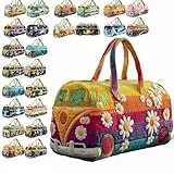 Reisetasche Hippie Bus Reisetasche Quilted Duffle Bag für Kurztrips, Bus Design, Boho Wochenendtasche, handliche reisetaschen für Urlaub Party Geschenk Birthday (A 45x22x22cm(18x9x9inch))