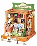 Rolife DIY Miniature House Miniatur Haus Bausatz Selber Bauen Deko für Schreibtisch oder Bücherregal The Muse Bookshop 3D Holzpuzzle Modellbausatz Diorama Modellbau Bastelset für Erwachsene DS040
