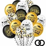 ALEGRE® 2026 Graduation Deko Luftballons Schwarz Gold, 20 Stk Congrats Prüfung Bestanden Deko Helium Ballon, Bachelor Deko Ballons, Abschlussfeier Luftballon Abschluss Deko