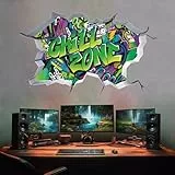 TOARTI 3D Graffiti Wandtattoo Jugendzimmer Spruch CHILL ZONE Wandbild Wandsticker Teenager Mädchen & Junge Grafitti cool Wand Aufkleber Jugendliche Zimmer Deko