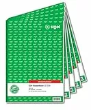 SIGEL SD056/5 Kassenbuch EDV A4, 2x40 Blatt, selbstdurchschreibend, 5er Pack, mikroperforiert, mit Abheftlochung, aus nachhaltigem Papier